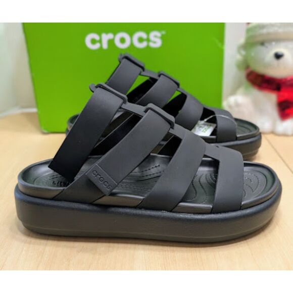 CROCS Black Brooklyn Luxe Gladiator Sandals Women's Size 9 NIB - Picture 2 of 14
